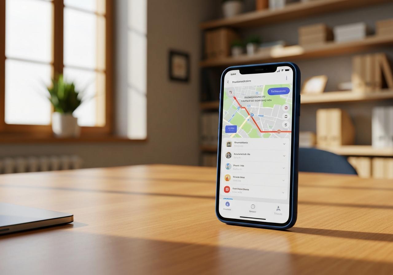 Application mobile relais colis sur smartphone posé sur bureau