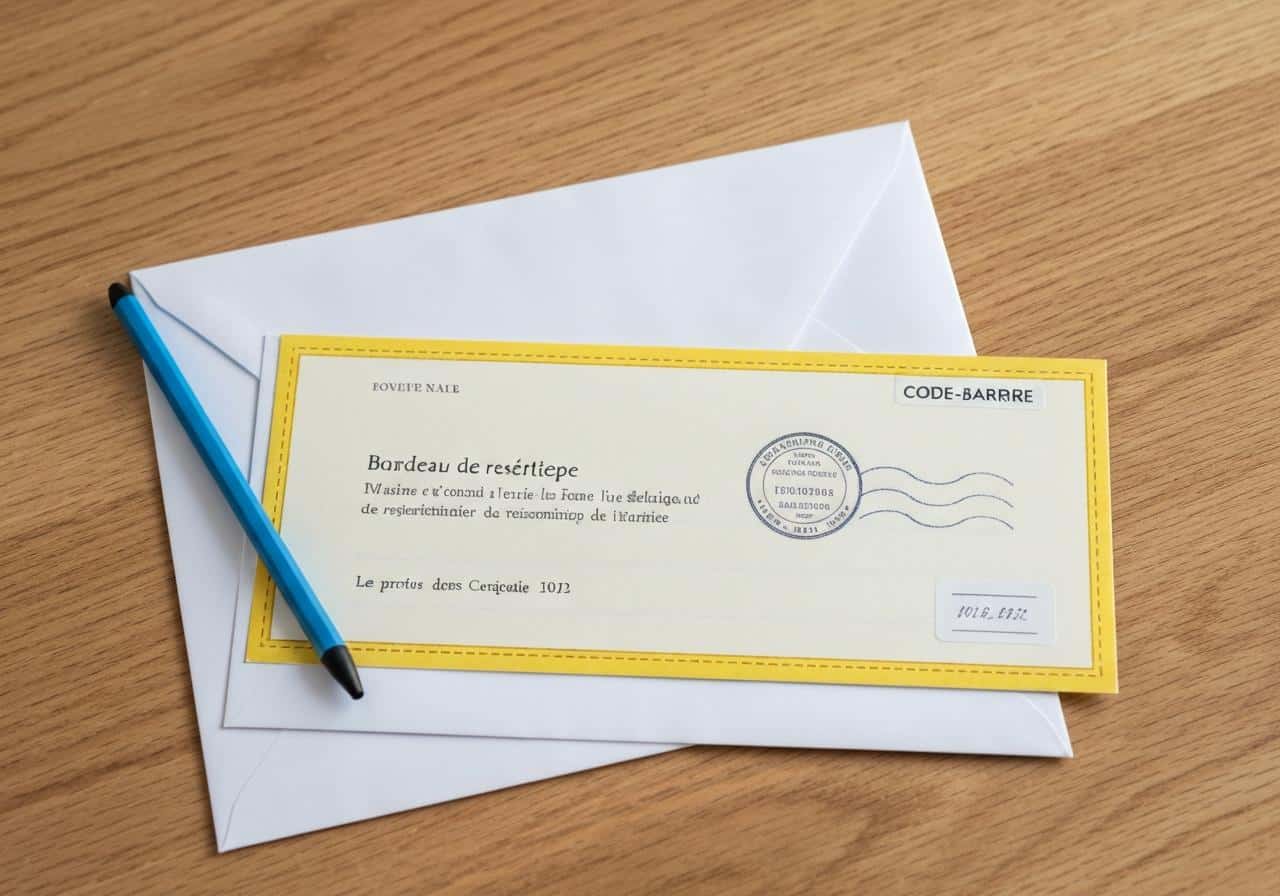Bordereau de recommandé posé sur enveloppe blanche