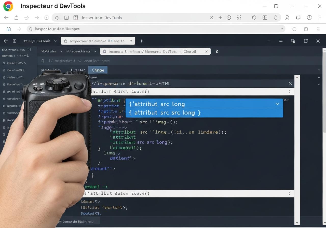 Panneau DevTools ouvert avec balise img visible
