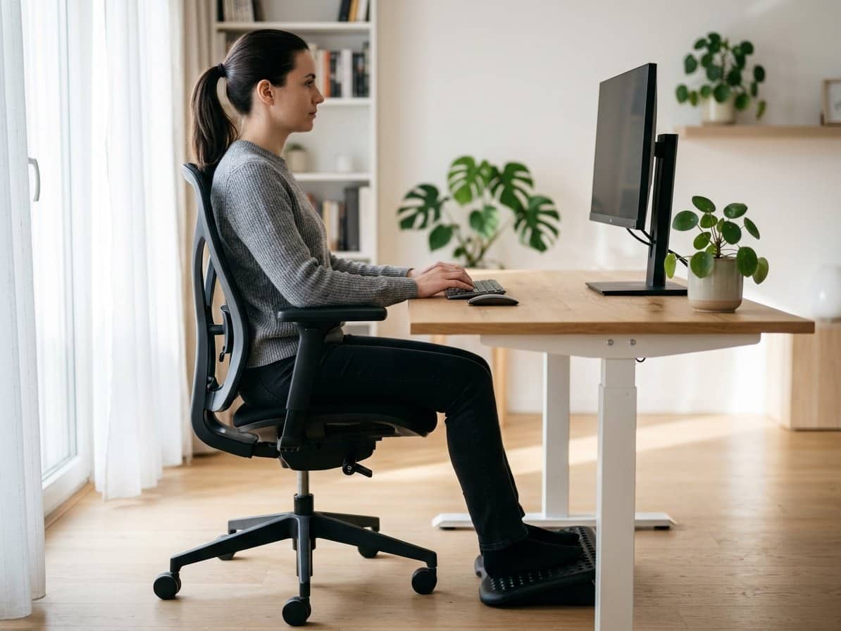 Schéma d'une posture assise ergonomique avec angles corrects