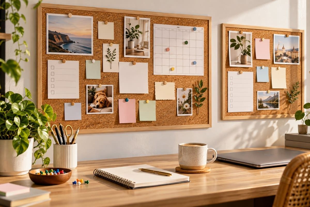 Bureau lumineux avec tableaux en liège