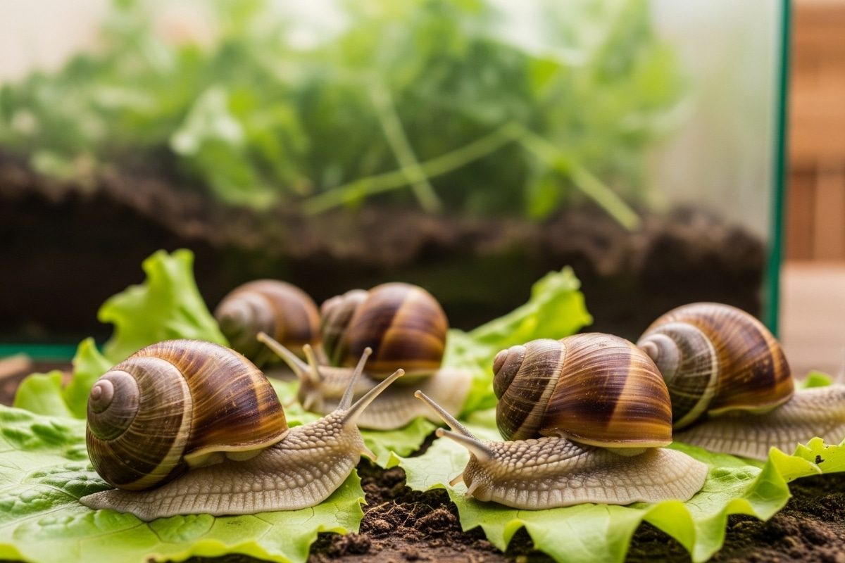 Escargots Petit-gris élevage terrarium domestique